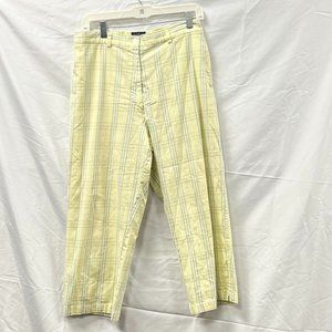 Burberry Yellow Plaid Wide Leg Pants
